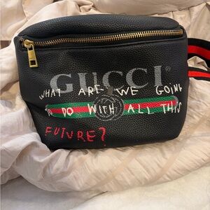 Black Leather waist Bag